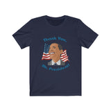 Model wearing "Thank You, Mr. President" Eyes Left Smile Barack Obama T-Shirt in Navy