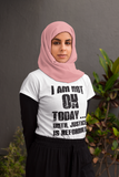 Female model wearing I Am Not OK Today Until Justice Is Reformed T-Shirt in Black/White, Black Lives Matter